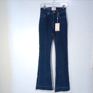 Revice Venus Flare Star Jeans in Retrograde Dark Wash Size 28 NWT Star Bottom